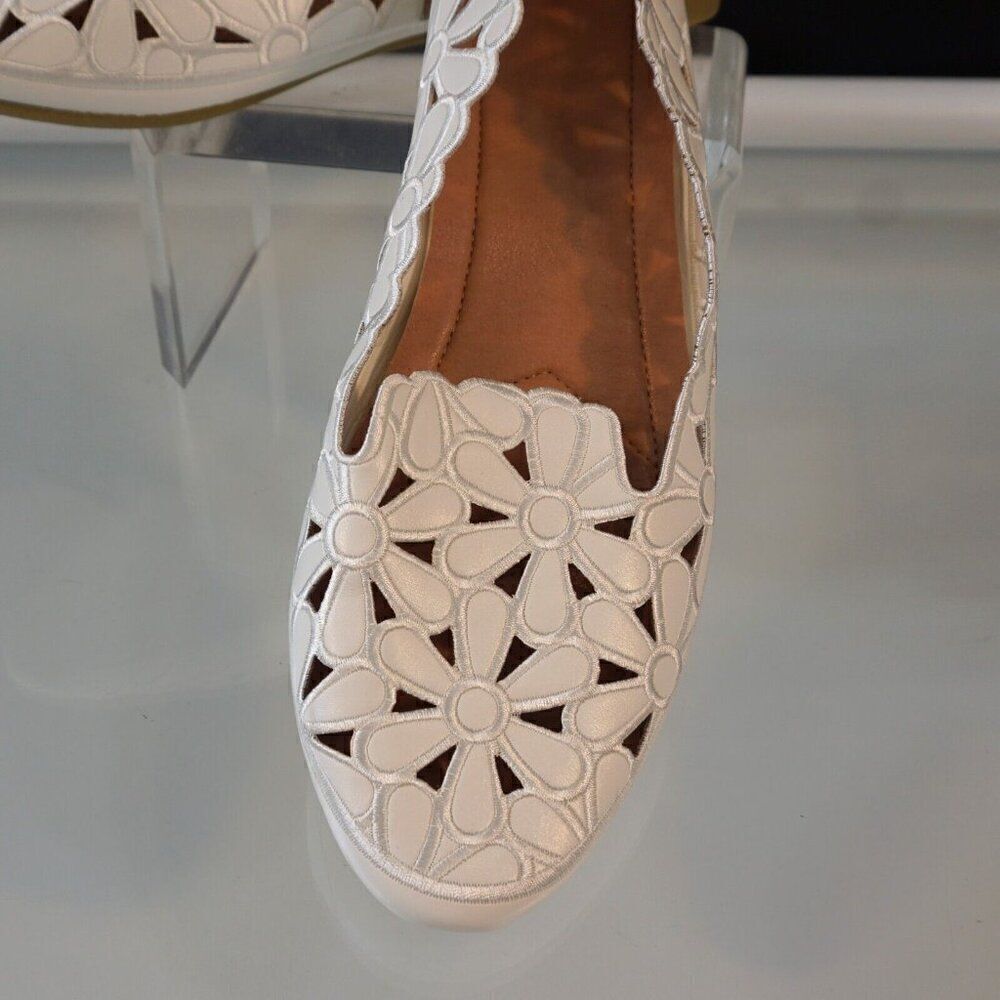 HEAWISH Womens Daisy Flower Ballet Flats Slip On Shoes Sz 11 White - Picture 8 of 12